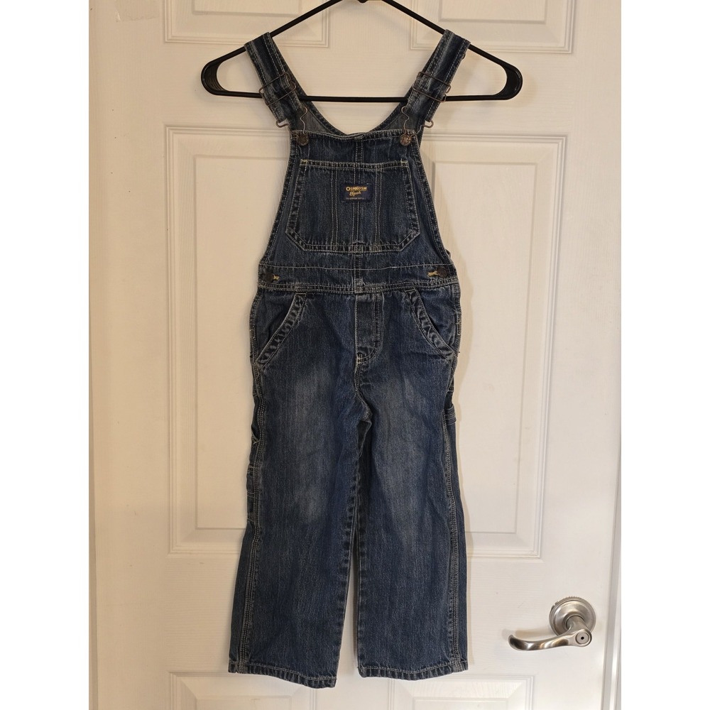 Vintage OshKosh Vestbak Blue Denim Bib Overalls Kids Unisex Size 4 Toddler EUC